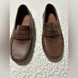 Zara Boys Brown Leather Slip-On Low Top Closed Toe Loafer Shoes Size EUR 36